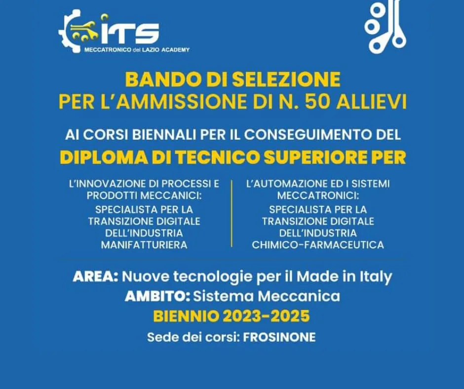 Its Meccatronico, pubblicato il bando per l'ammissione